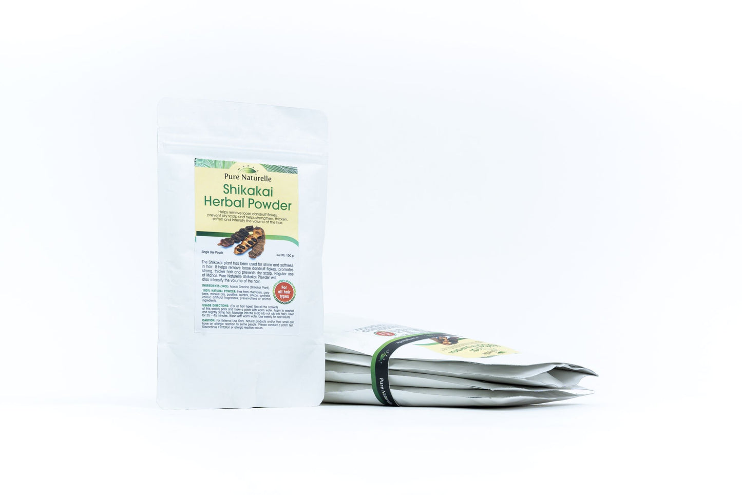 Fights dandruff, prevents dry scalp, trengthens, thickens, softens hair... Manas Pure Naturelle 100% Natural Shikakai Herbal Powder for all hair types (4 Weekly Single Use Pouches)